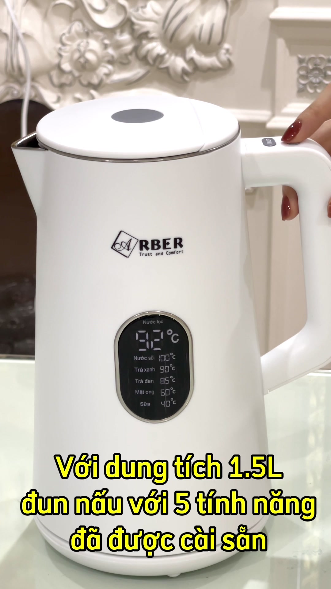 Ấm đun siêu tốc ARBER AST1.5A với 5 tính năng đã được cài sẵn♨️ #arber #fyp #giadungtienic